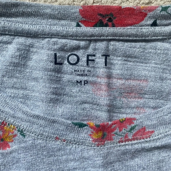 Loft Medium Floral Grey Crewneck Sweater 100% Cotton - Picture 6 of 7